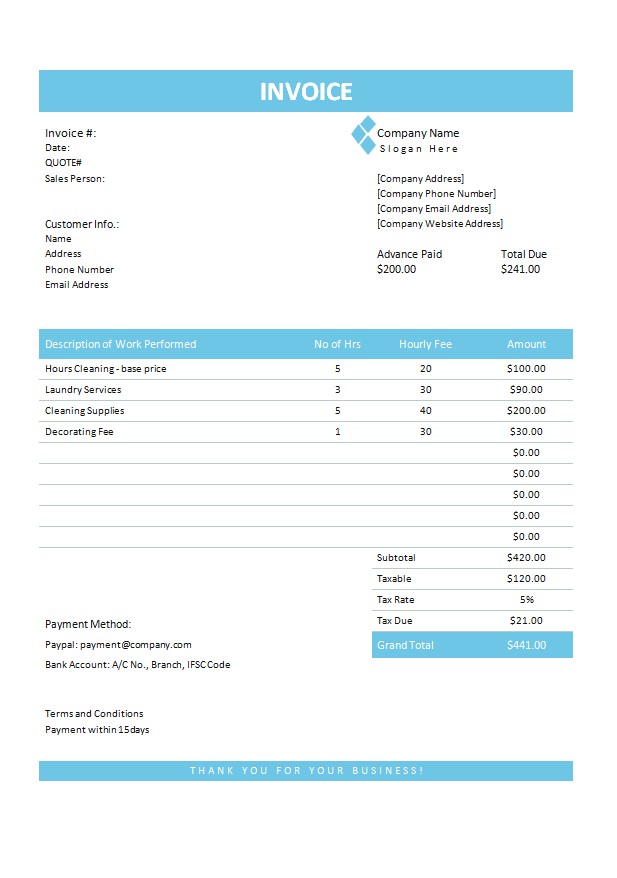 Handyman Invoice Template PSD template